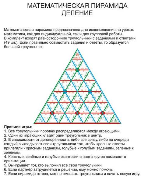 Математическая пирамида Деление