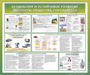 Стенд "Безопасное и устойчивое развитие  личности, общества, государства" (1,2х1 м, Стандарт)