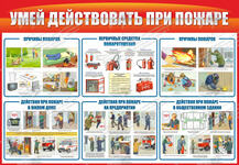 Стенд "Умей действовать при пожаре" (1,3х0,9 м, Стандарт)