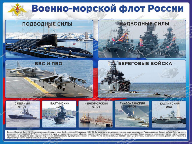 Стенд "Военно-морской флот России" (2х1,5 м, Премиум)