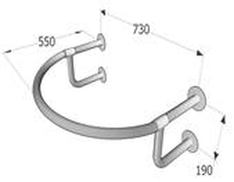 Поручень для раковины полукруглый ПО-2-П0-С4-D38, 730х550х190 мм